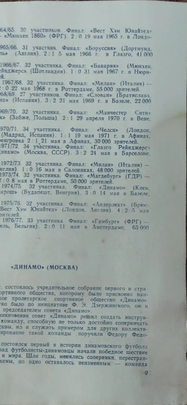 Динамо Москва-Ла-Валлетта Мальта.29.09.1977.Кубок Кубков. 1
