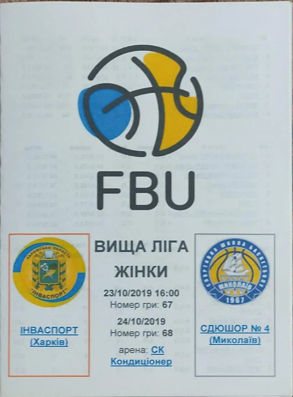 Инваспорт Харьков-СДЮШОР-4 Николаев.23-24.11.2019.Высшая лига Украины.Женщины.