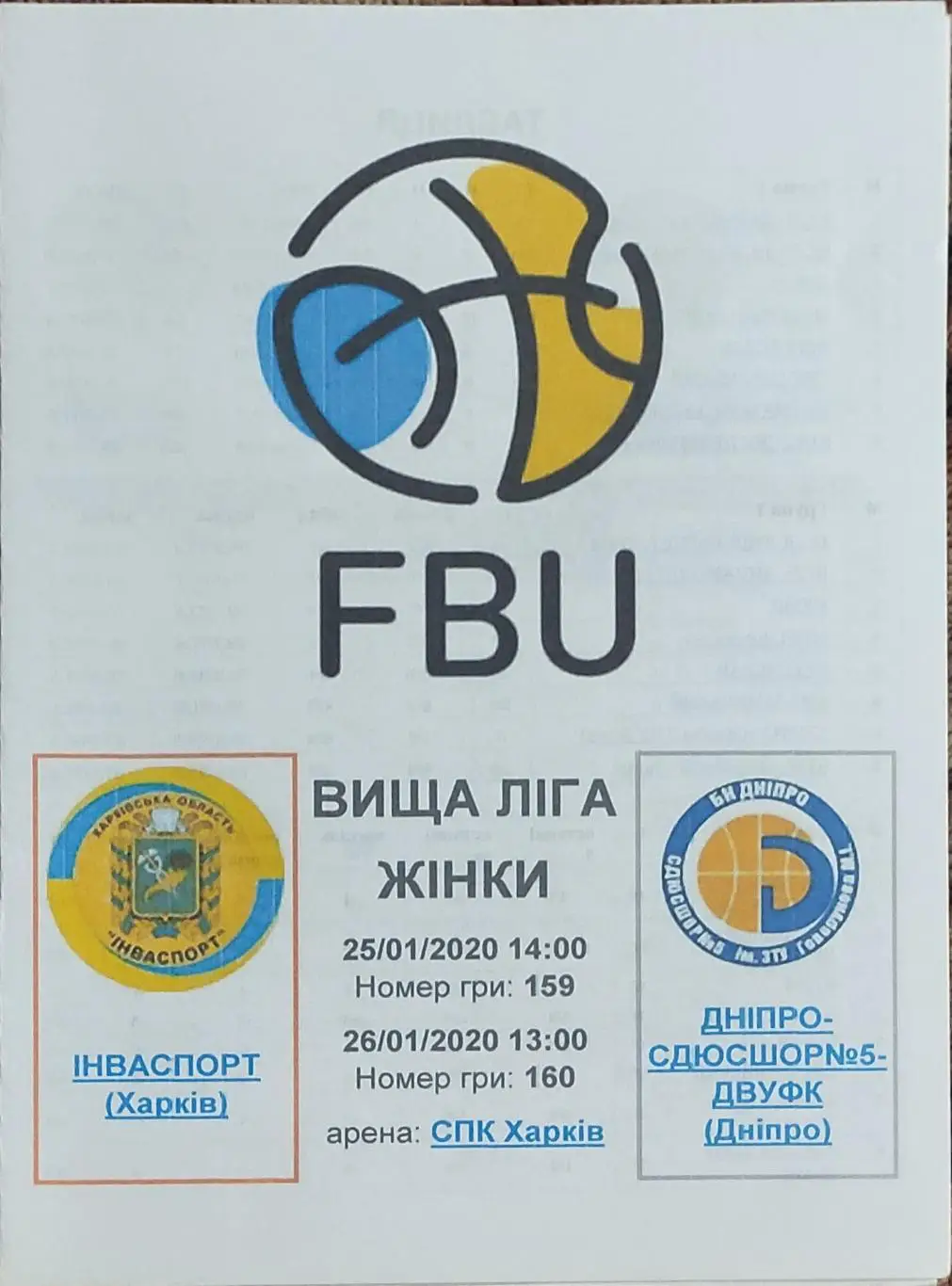 Инваспорт Харьков-БК Днепр СДЮСШОР-5 .25-26.01.2020.Высшая лига Украины.Женщины.