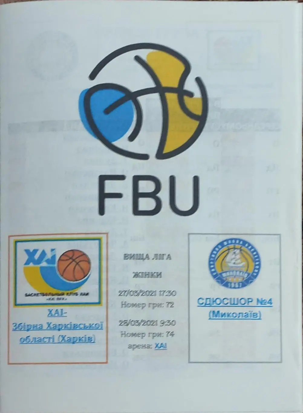 ХАИ Харьков -СДЮСШОР-4 Николаев.27-28.03.2021.Высшая лига Украины.Женщины.