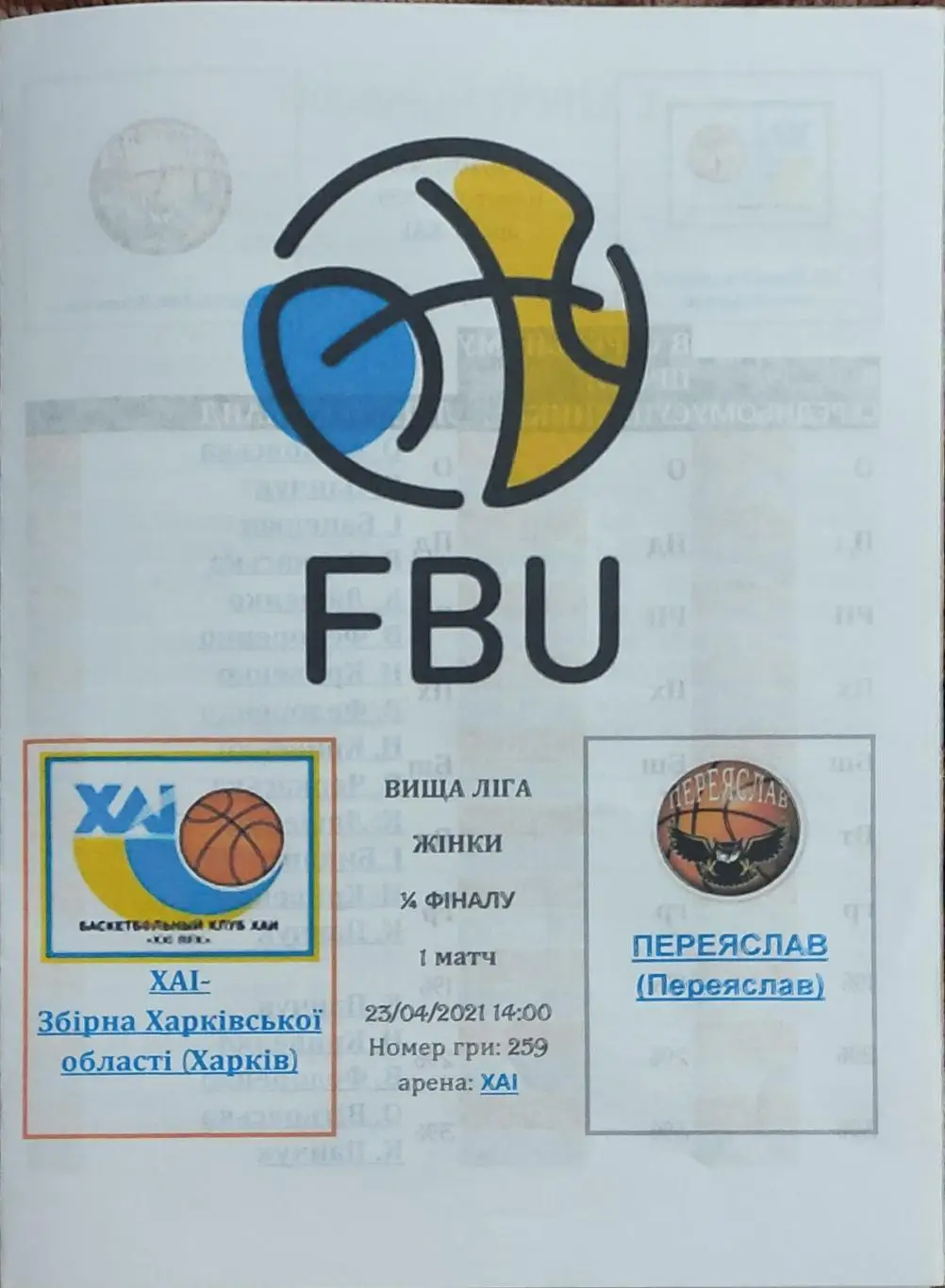 ХАИ Харьков -БК Переяслав.23.04.2021.Высшая лига Украины.Женщины.