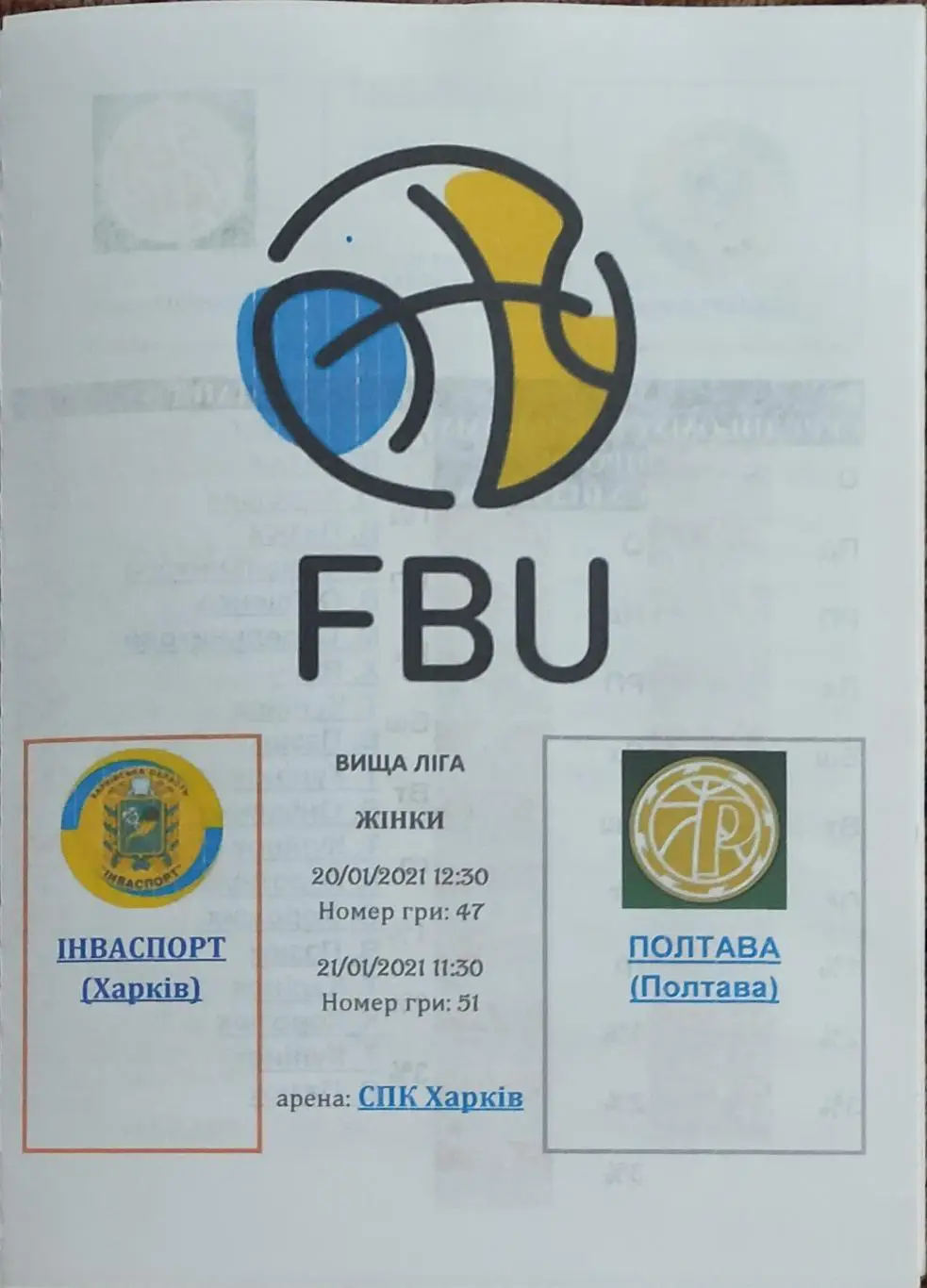Инваспорт Харьков-БК Полтава.20-21.01.2021.Высшая лига Украины.Женщины.