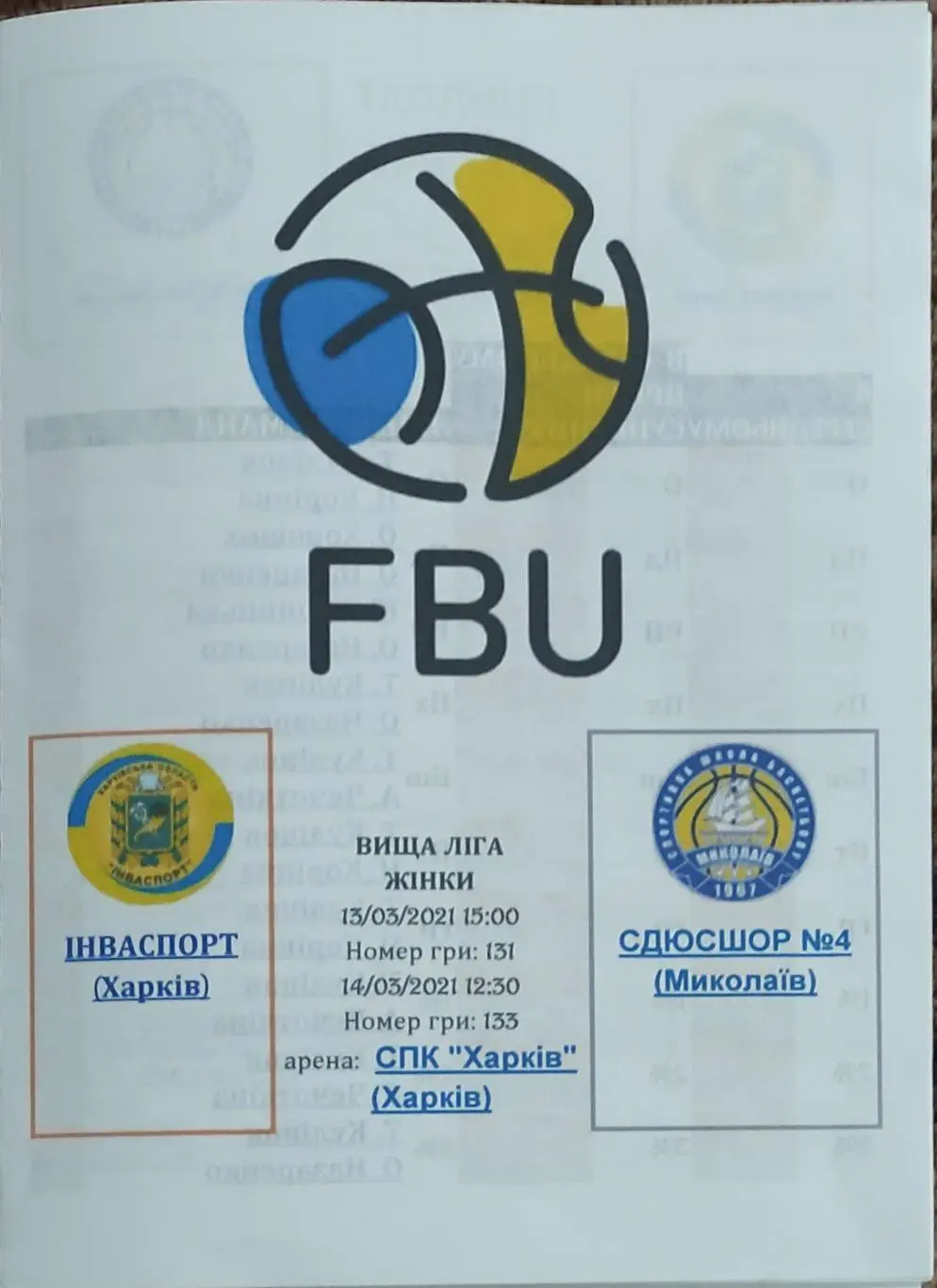 Инваспорт Харьков-СДЮСШОР-4 Николаев.13-14.03.2021.Высшая лига Украины.Женщины.