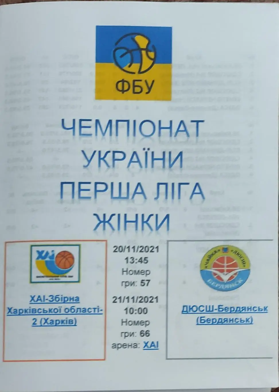 ХАИ-2 Харьков -ДЮСШ Бердянск.20-21.11.2021.1 лига Украины.Женщины.
