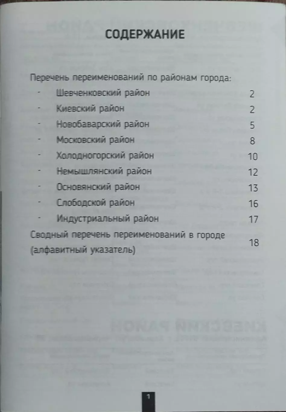 Харьков.2020.Перечень переименований объектов топонимики. 2