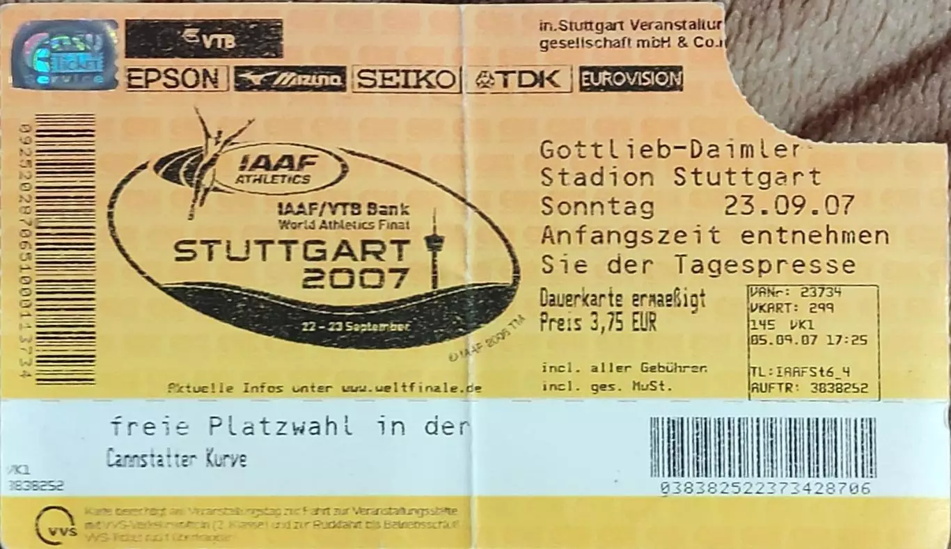 Штутгарт.23.09. 2007.Всемирный Легкоатлетический Финал.