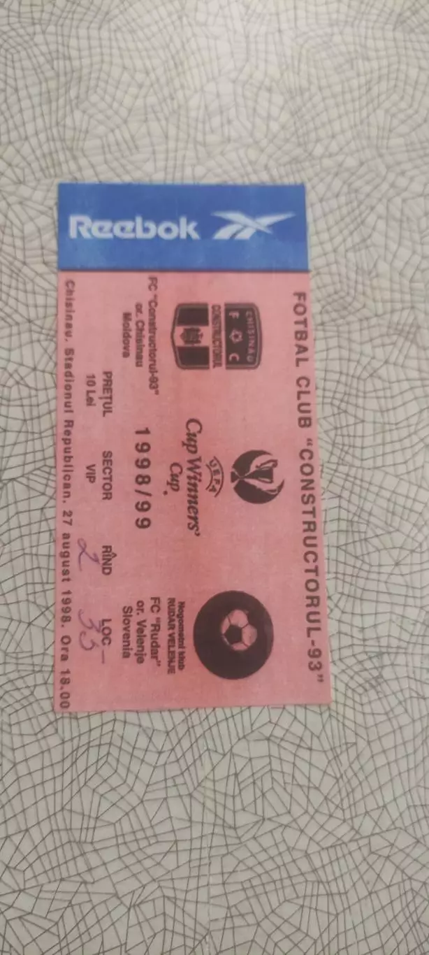 Конструкторул-93 Кишинев Молдова-Рудар Словения.27.08.1998.