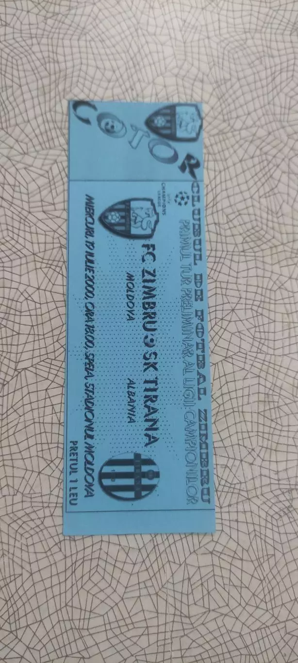 Зимбру Молдова-Тирана Албания.19.07.2000.