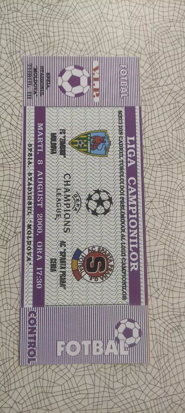 Зимбру Молдова-Спарта Прага Чехия.8.08.2000.