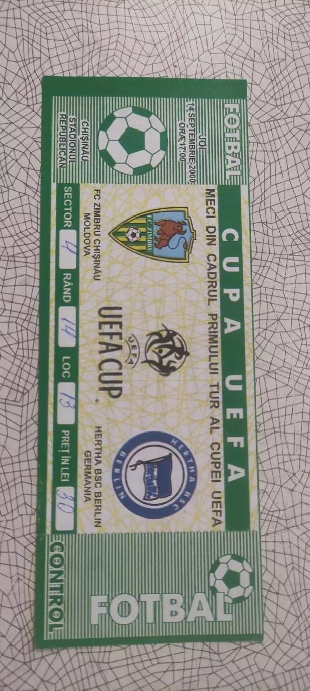 Зимбру Молдова-Герта Берлин Германия.14.09.2000.