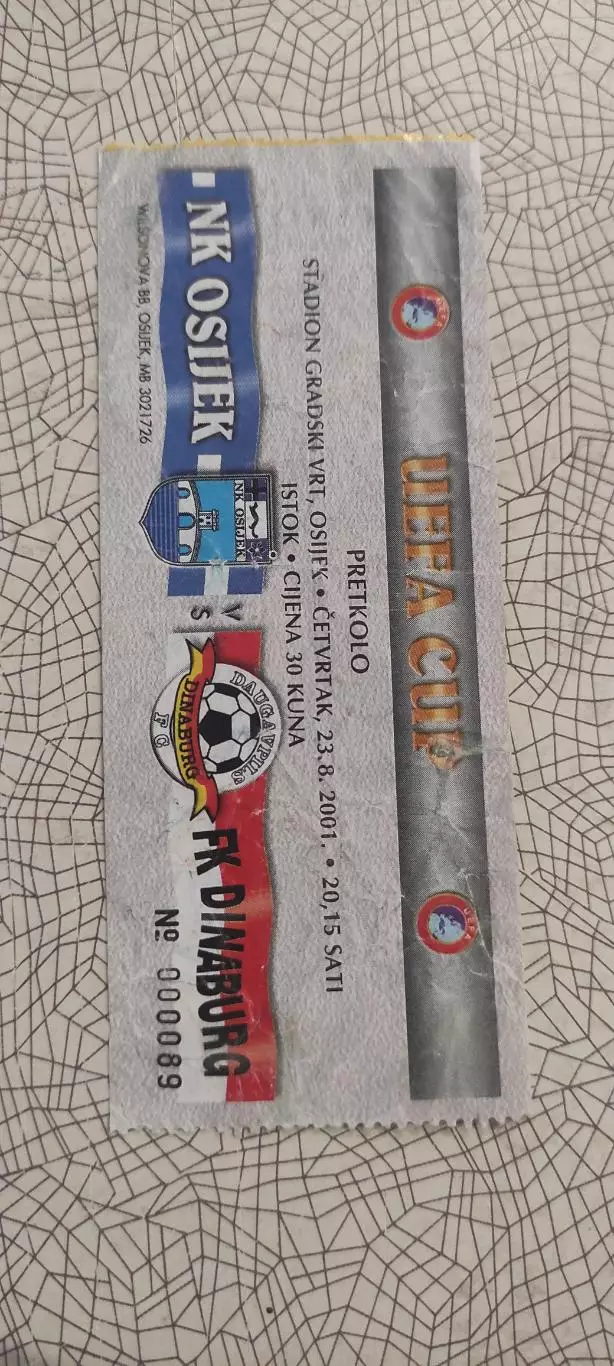 Осиек Хорватия-Динабург Латвия.23.08.2001.