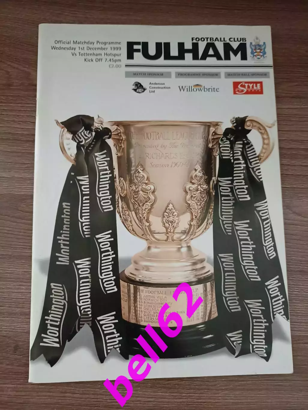 ФК Фулхэм-Тоттенхэм Хотспур-01.12.1999 г. (с вкладышем).