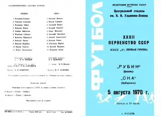 Рубин Казань-СКА Хабаровск-05.08.1970 г.