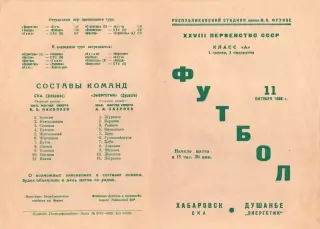 Энергетик Душанбе-СКА Хабаровск-11.10.1966 г.