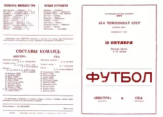 Нистру Кишинев-СКА Хабаровск-19.10.1980 г.