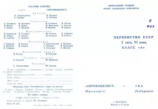 Автомобилист Красноярск-СКА Хабаровск-06.05.1979 г.