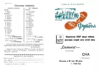 Селенга Улан-Удэ-СКА Хабаровск-19.09.1975 г.