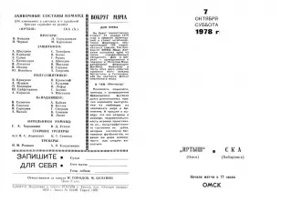 Иртыш Омск-СКА Хабаровск-07.10.1978 г. Второй вид.
