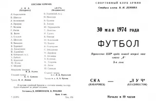 СКА Хабаровск-Луч Владивосток-30.05.1974 г.