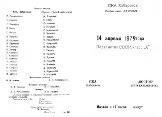 СКА Хабаровск-Восток Усть-Каменогорск-14.04.1979 г.