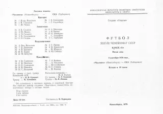 Чкаловец Новосибирск-СКА Хабаровск-02.09.1976 г.
