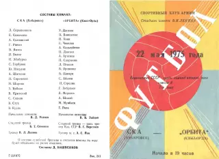 СКА Хабаровск-Орбита Кзыл-Орда-22.05.1975 г.