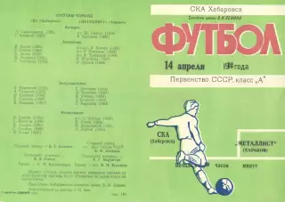 СКА Хабаровск-Металлист Харьков-14.04.1980 г.