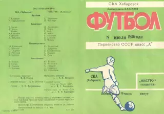 СКА Хабаровск-Нистру Кишинев-08.07.1980 г.
