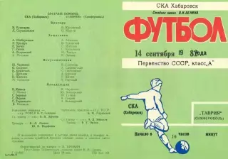 СКА Хабаровск-Таврия Симферополь-14.09.1982 г.