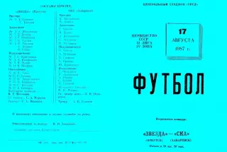 Звезда Иркутск-СКА Хабаровск-17.08.1987 г. Синяя.