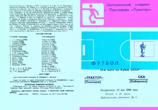 Трактор Павлодар-СКА Хабаровск-22.05.1988 г. Кубок СССР.
