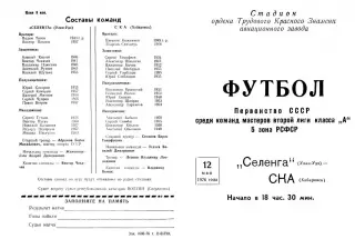 Селенга Улан-Удэ-СКА Хабаровск-12.05.1976 г.