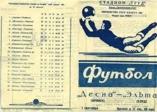 Эльта Елец-Десна Брянск-01.09.1968 г.