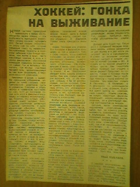 Хоккей: гонка на выживание-1991г.