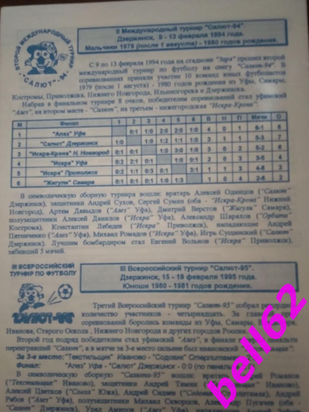 Всероссийский турнир по футболу, Дзержинск, Н. Новгород, Пермь-1996 г. 2