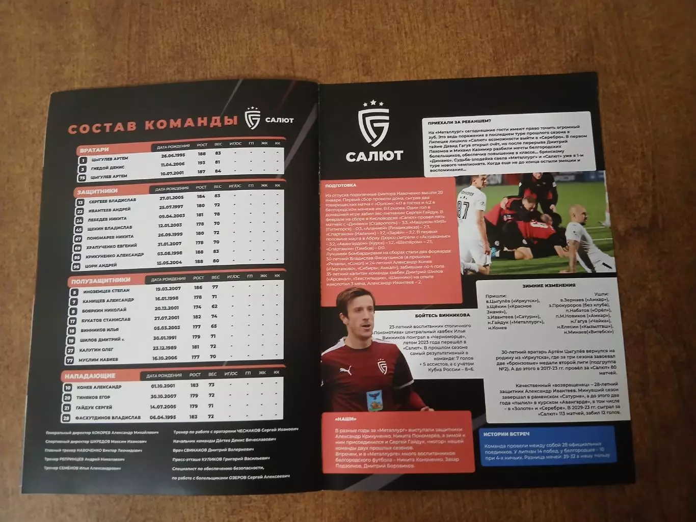 Программка матча МЕТАЛЛУРГ (ЛИПЕЦК)- САЛЮТ (БЕЛГОРОД) 2026 ГОД 2