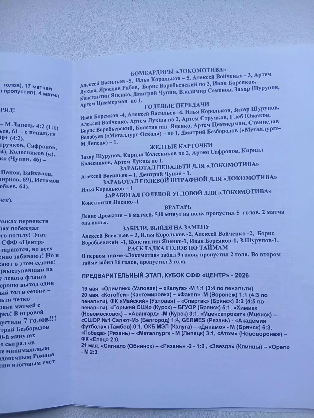 ЛОКОМОТИВ (ЛИСКИ)- ВИТЯЗЬ(ЛИВНЫ) 2026 Г.) 2