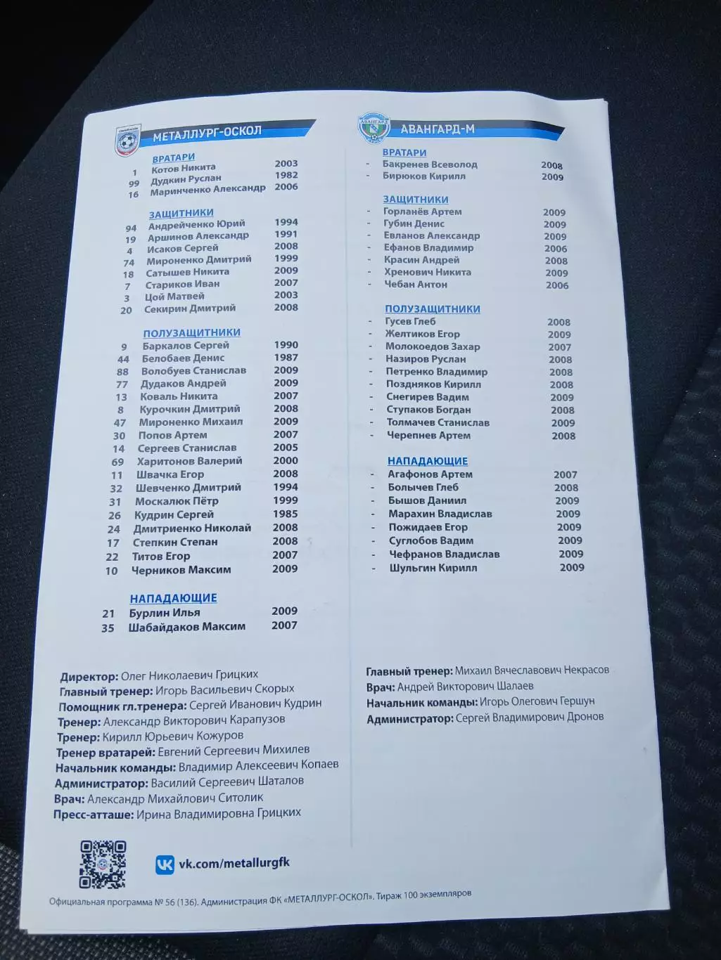 МЕТАЛЛУРГ-ОСКОЛ (СТАРЫЙ ОСКОЛ) -АВАНГАРД-2(КУРСК) 2026 Г. 1