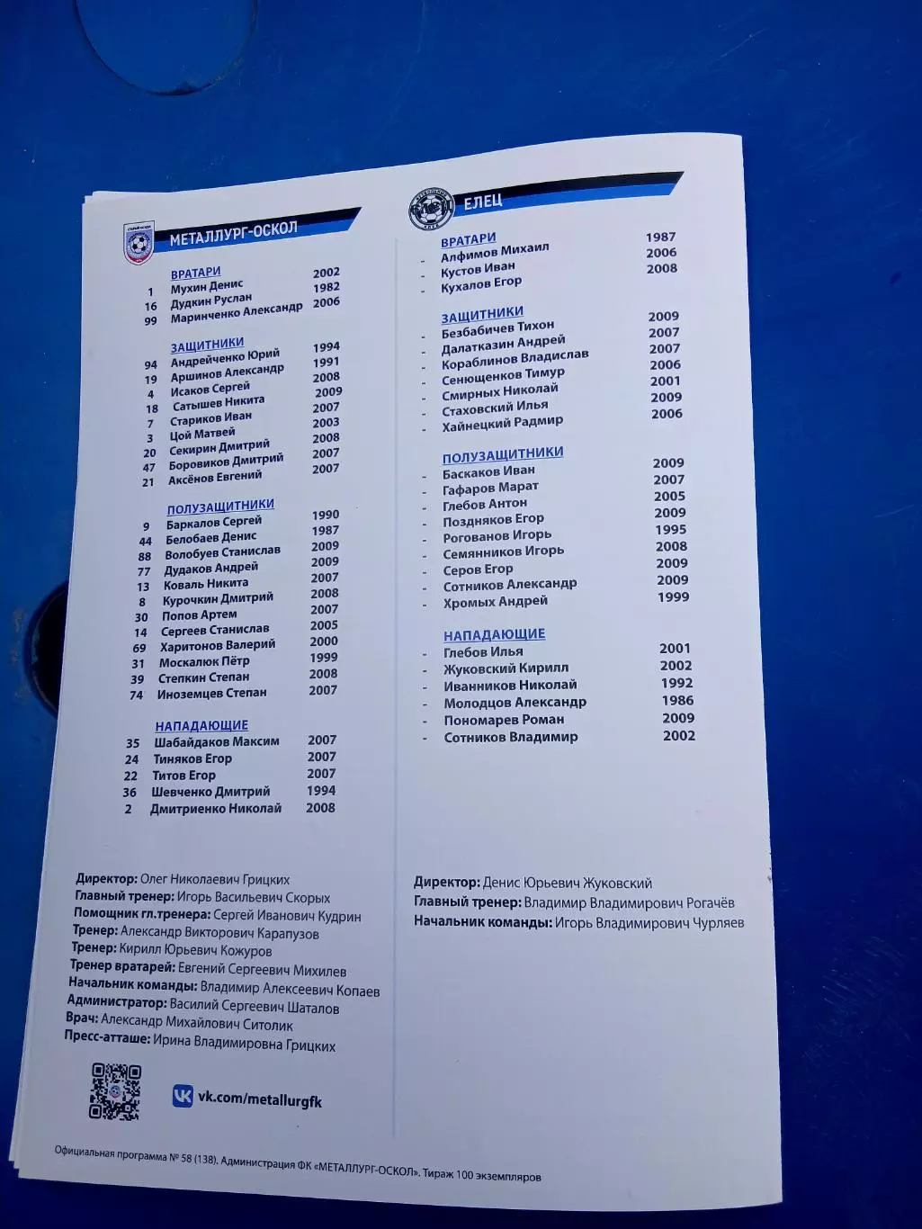 МЕТАЛЛУРГ-ОСКОЛ (СТАРЫЙ ОСКОЛ) -ФК ,,ЕЛЕЦ,,2026 Г. 2