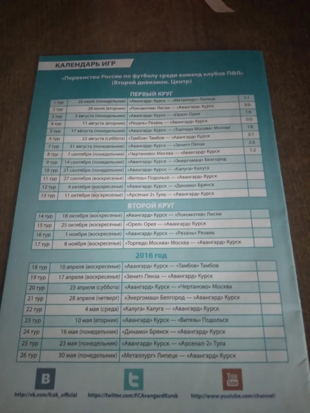 АВАНГАРД (КУРСК)- ЭНЕРГОМАШ (БЕЛГОРОД) 2015 Г 1