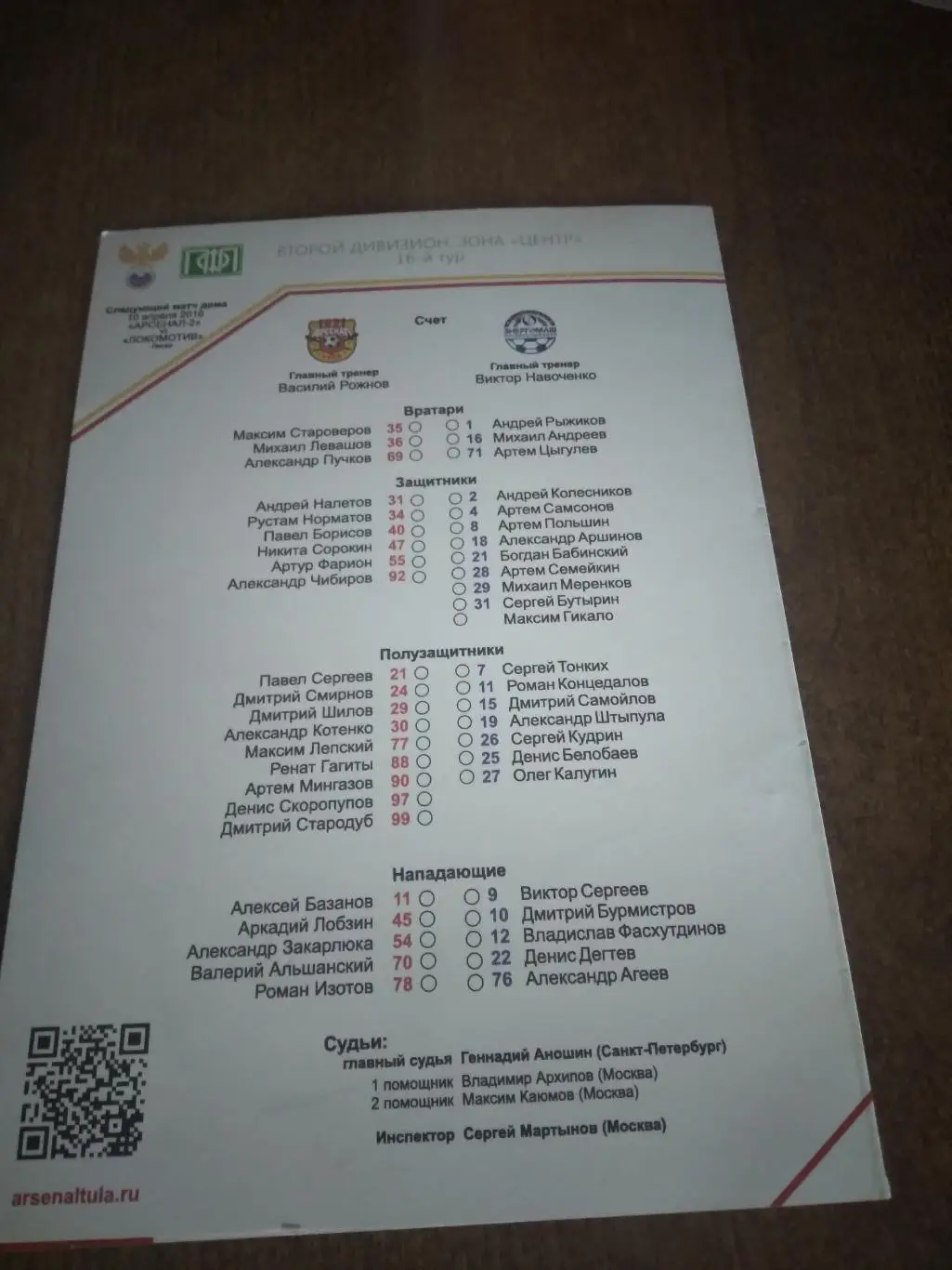 АРСЕНАЛ(ТУЛА)-ЭНЕРГОМАШ (БЕЛГОРОД) 2015 Г 1