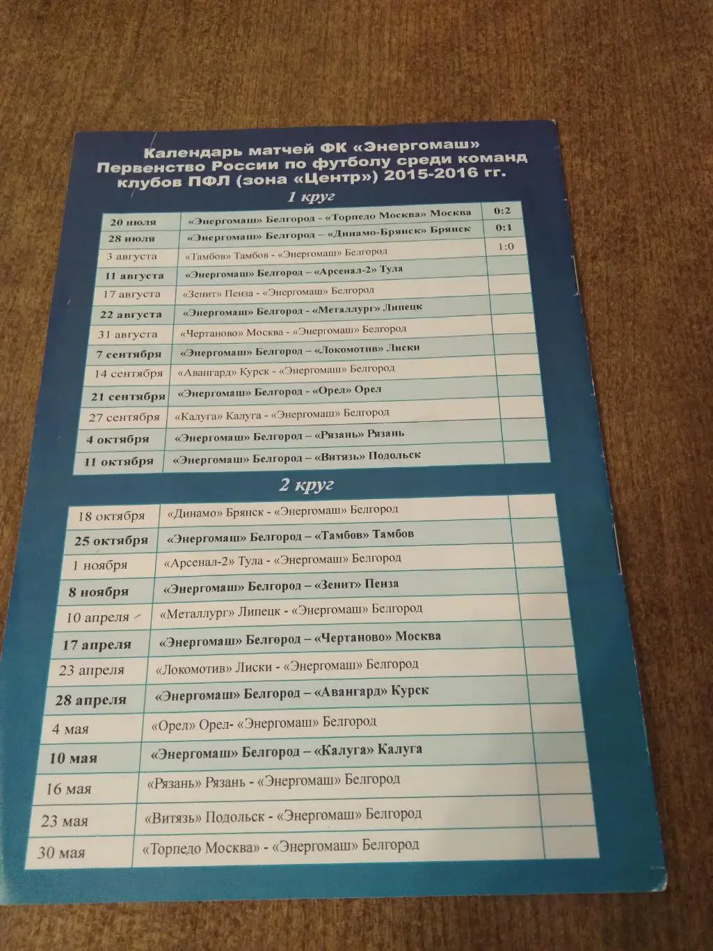 ФК ЭНЕРГОМАШ (БЕЛГОРОД)-АРСЕНАЛ-2 ТУЛА)2015 Г 1