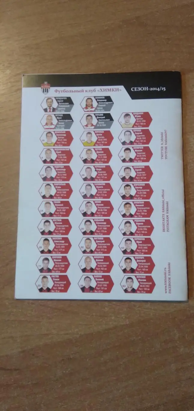 Программка матча ХИМКИ-ТЕКСТИЛЬЩИК(ИВАНОВО) 2014 Г 1