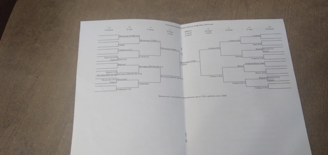 Программка матча КУБОК МЕТАЛЛУРГ-ОЭМК (СТАРЫЙ ОСКОЛ)- СЛОБОДА (АЛЕКСЕЕВКА ) 2014 2