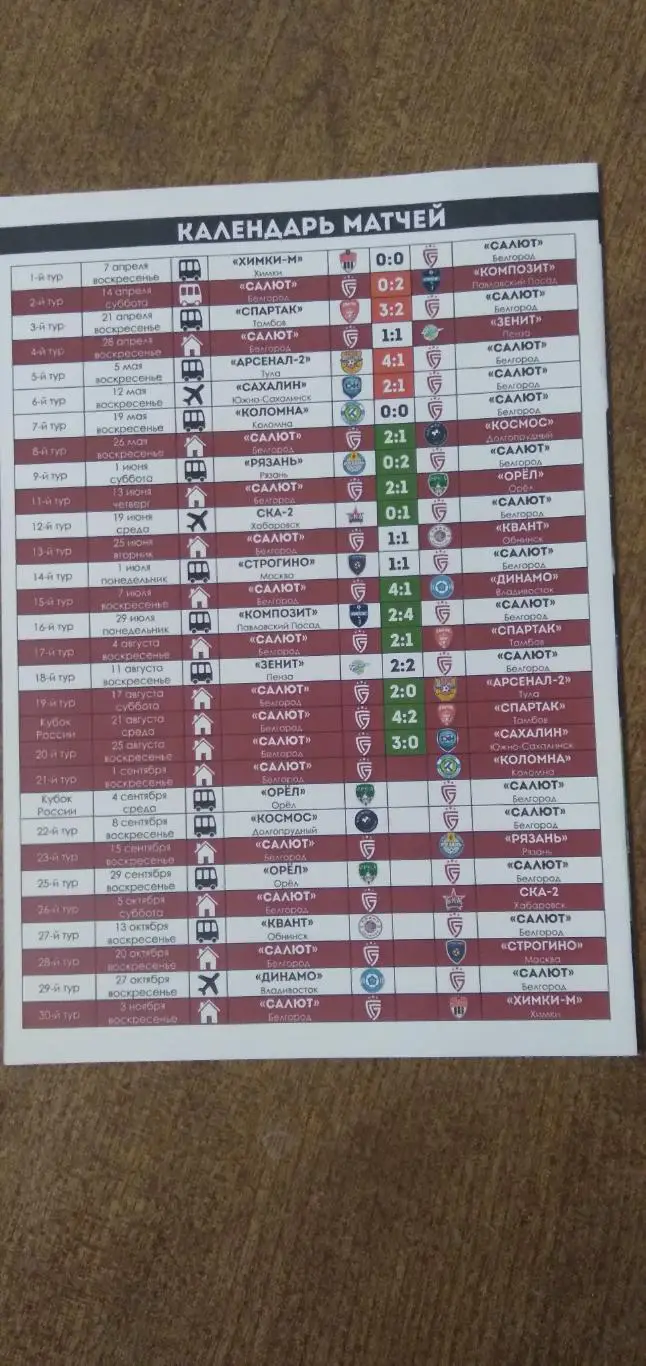 Программка САЛЮТ (БЕЛГОРОД)- КОЛОМНА 2024 Г 1