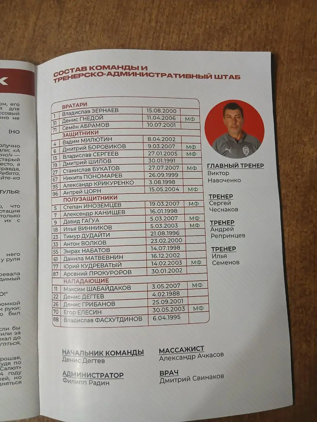 Программка,,СПАРТАК,,(ТАМБОВ)- САЛЮТ (БЕЛГОРОД) 2025 Г. 2