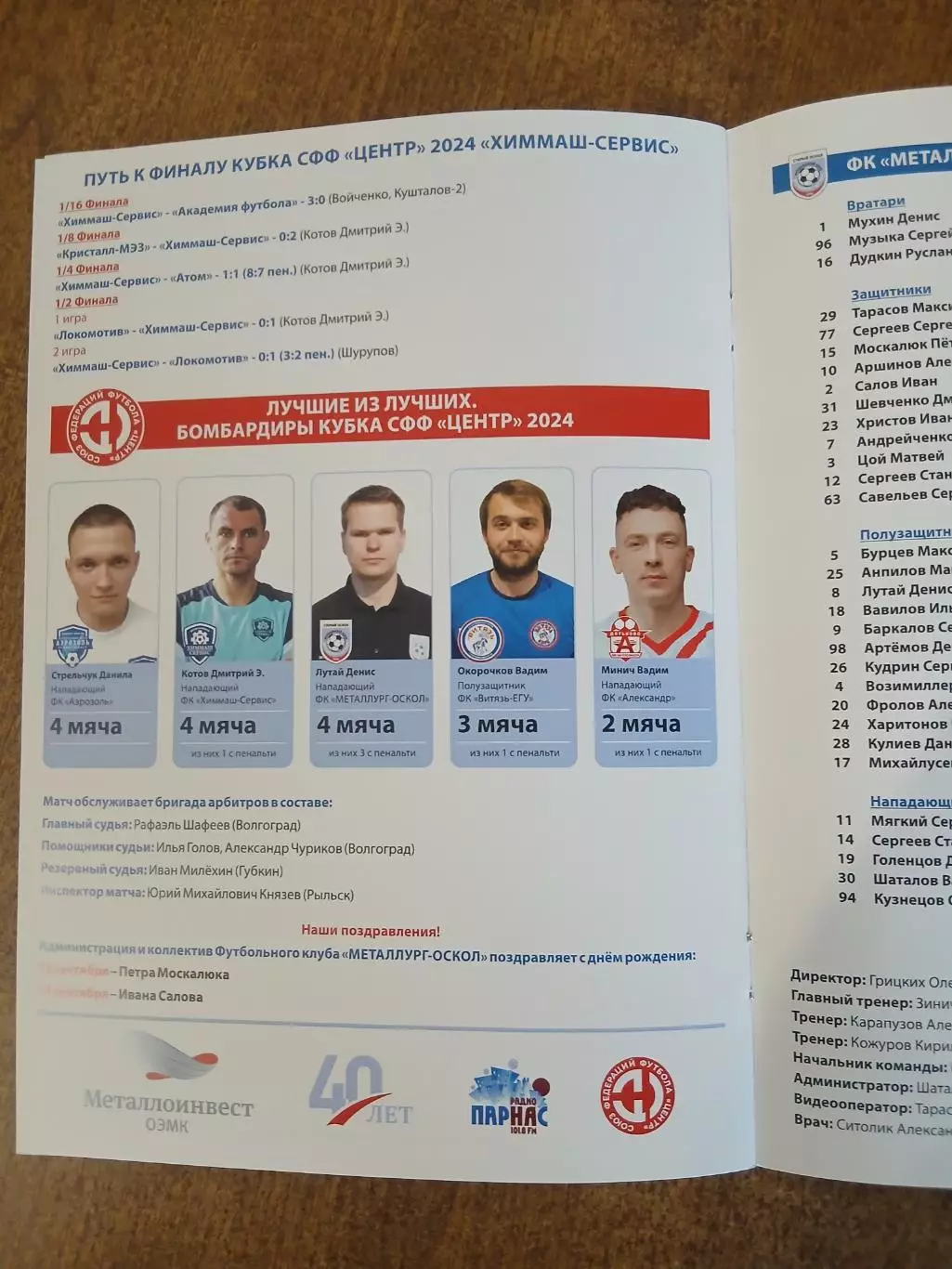 КУБОК СФФ ЦЕНТР ФИНАЛ МЕТАЛЛУРГ-ОСКОЛ (СТАРЫЙ ОСКОЛ)- ХИММАШ-СЕРВИС(БОРИСОГЛЕБСК 1