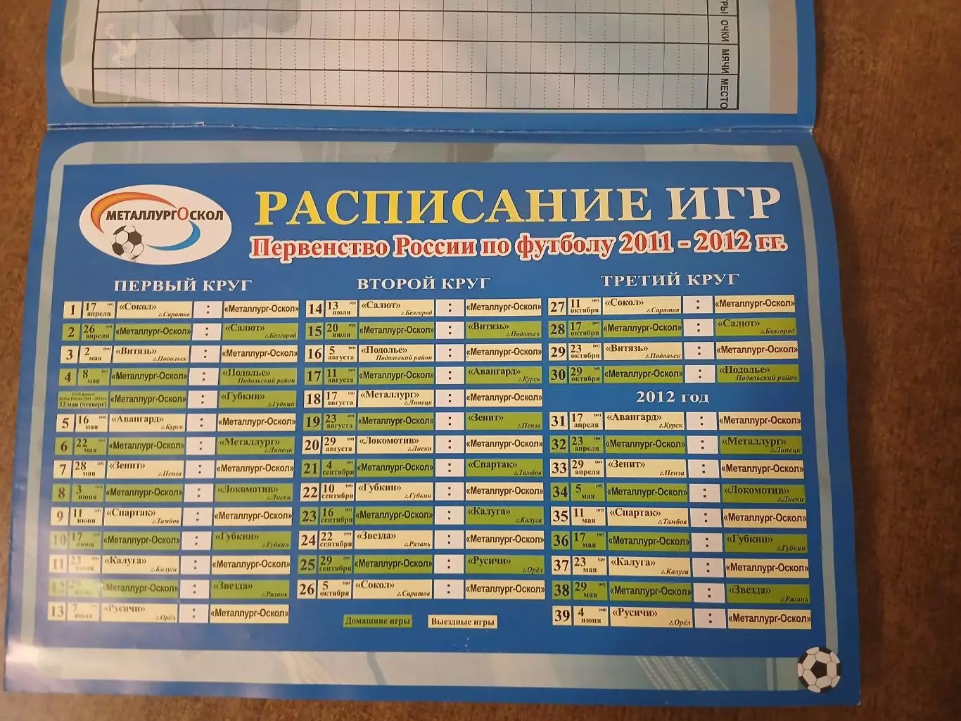 Календарь-справочник. МЕТАЛЛУРГ-ОСКОЛ (СТАРЫЙ ОСКОЛ) 2011-12 Г. 2
