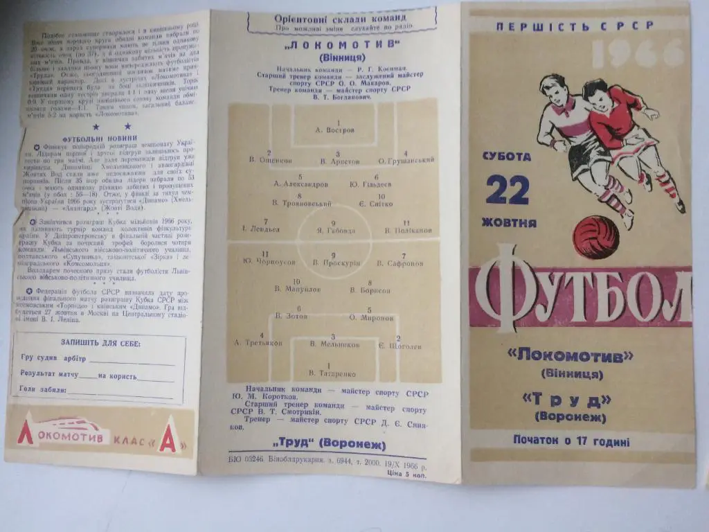 Винница - Труд Воронеж - 1966