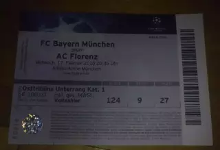Билет Бавария Германия - Фиорентина Италия 2009-2010